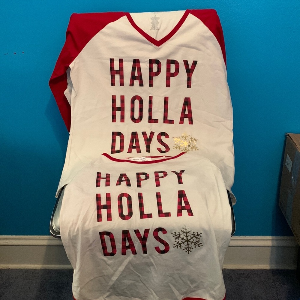 long sleeve, white&red shirt, Plus a matching shirt for your dog size large